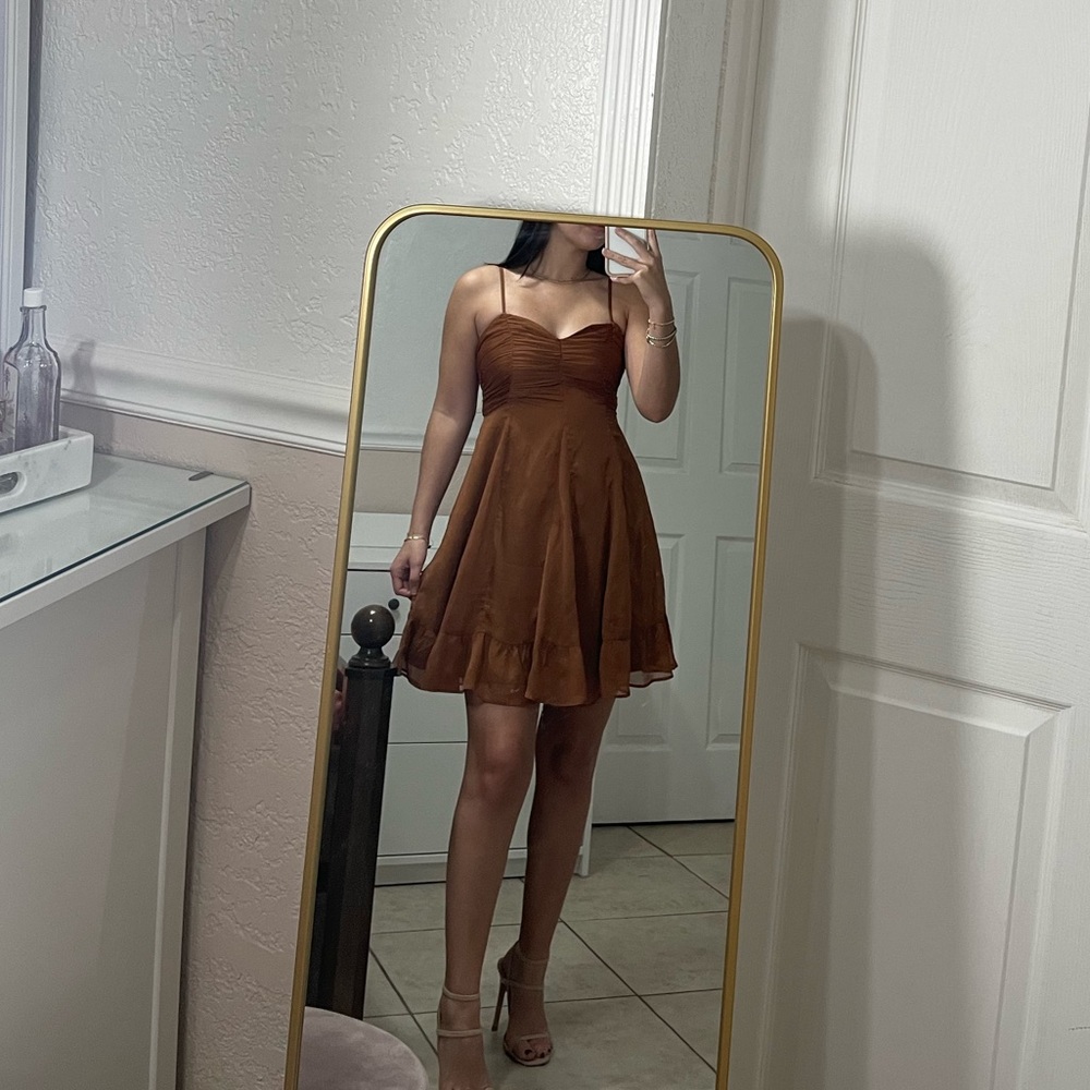 Brown flowy mini dress size small